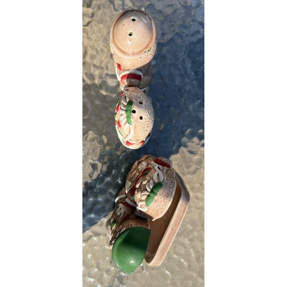 VTG Gingerbread Boy & Girl Napkin Holder Salt Pepper Shaker Set JAPAN Christmas